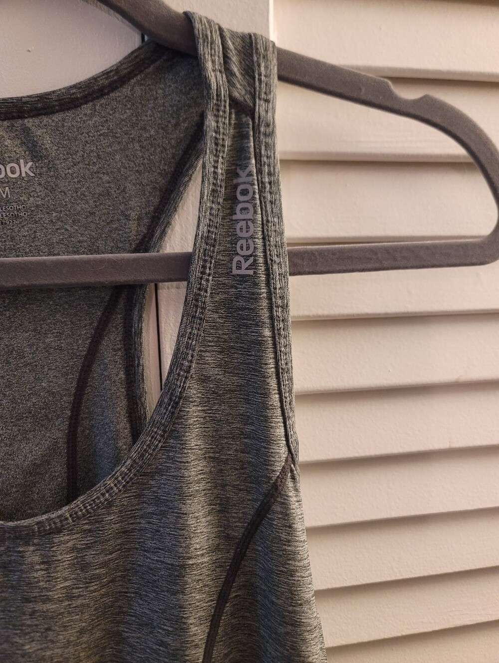 WOMEN'S Reebok Charcoal Gray Racerback Workout Tank - Picture 3 of 5